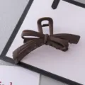 matte brown bow hair claw shark clip elegant non-slip acrylic hairpin for women daily - Dark Coffee Bow Claw Clip