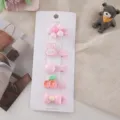 Cute baby hair clips set for little girls, sweet pink cartoon hair accessories, 5pcs detail view - Rabbit (5 Pcs) / Pink