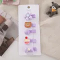 Cute purple hair clips detail shot, sweet cartoon bear and flower design for little girls. - Bear (5 Piece Set) / Coffee