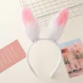 Cerchietto per capelli con orecchie di coniglio in peluche bianco carino per festa cosplay - Cerchietto / Bianco