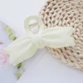 Large bow hair claw clip solid color acrylic shark clip fashion hair accessories for women - Beige Bow Claw Clip