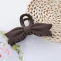 Large brown bow hair claw clip, solid color matte acrylic shark clip for daily hair styling. - Dark Coffee Bow Claw Clip