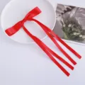 Rode satin strik haarspeld ballet stijl lange linten haaraccessoires voor leuke meisjes - Rood