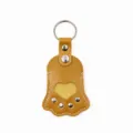 Yellow leather pet keepsake memorial keychain with heart window and cute paw design for keys. - Yellow