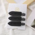 Set de pinces à cheveux bec de canard en métal noir mat pour femmes Y2K frange présentoir - Ensemble de 3 pinces à cheveux forme pelle noir