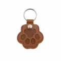 Cute cat paw pet hair keychain brown leather memorial souvenir key ring holder. - Cat Paw - Brown