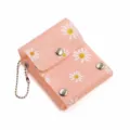 Pink frosted daisy lipstick pouch mini portable makeup bag with metal snap and chain - Orange