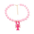 joli collier de perles roses avec pendentif homard article de bijoux d'été mignon - Rose