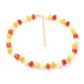Collana di perle colorate estive da donna, design minimalista gioiello moda versatile - Contrasto di colori