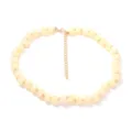 Collana di perline cilindriche estiva casual versatile con catenella regolabile. - Bianco latte