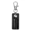 Estuche de cuero negro para bolígrafos variante con llavero metálico, portabolígrafos - Negro