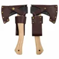 Hacha de camping al aire libre con funda protectora de cuero marrón, mango de madera, detalle. - Sin Hacha / 1 Pieza/Paquete / Marrón Oscuro