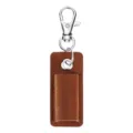Estuche de cuero marrón para bolígrafo con llavero metálico de uso portátil ideal - Marrón