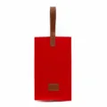 Rote Filz Weintasche für eine Flasche mit braunem Ledergriff und dekorativem Patch - Rot
