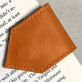 Brown leather magnetic bookmark diamond page marker clip for reading books stylish stationery - Tan