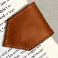 Brown leather magnetic bookmark, stylish rhombus design page marker for reading books. - Dark Brown
