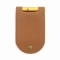 Custodia in pelle porta carte cribbage con penna in metallo e bottone a pressione marrone. - Marrone