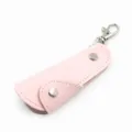 Portable leather shoehorn keychain mini metal shoe horn for travel daily use pink case - Pink