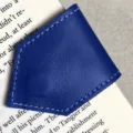 Blue leather magnetic bookmark, rhombus page marker for reading books, stylish book clip. - Blue