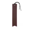 PU leather bookmark in dark brown with metal eyelet and black string for reading books. - Dark Red