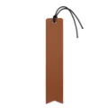 Brown PU leather bookmark with black string tassel, vintage reading page marker for books. - Tan