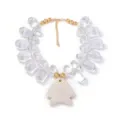 Statement beaded necklace with clear teardrop beads, gold chain, and unique fish pendant. - Style 5