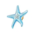 Blue enamel starfish ring with sparkling rhinestones, perfect beach style adjustable jewelry. - Sky Blue