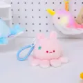 Cute pink octopus plush keychain soft stuffed animal toy bag pendant ocean series - Octopus / 8cm / Pink