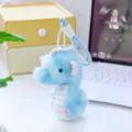 Cute blue plush sea creature keychain, soft stuffed animal pendant for bags and keys. - Seahorse / 15cm / Blue