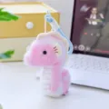 Cute pink plush seahorse keychain, soft healing bag pendant and fluffy toy decoration. - Seahorse / 15cm / Pink