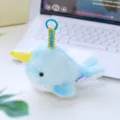 Cute blue narwhal plush keychain soft animal pendant schoolbag accessory lovely toy gift - Narwhal / 13cm / Blue