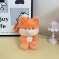Cute orange plush animal keychain, fluffy cartoon bag pendant and cute gift accessory. - Fox