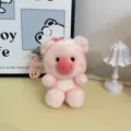 Pink plush pig keychain cute animal bag charm fluffy toy pendant for backpack gift. - Pig