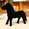Black plush horse toy simulation pony doll cute animal desktop decoration for kids gift - Black / 30 cm