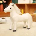 White plush horse toy cute stuffed animal pony doll desktop home room ornament decor - White / 30 cm