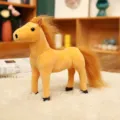 Cute simulated brown horse plush toy doll, fluffy pony soft stuffed animal desktop ornament. - Light Brown / 30 cm