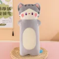 Cute grey sleeping cat plush toy long hugging pillow soft stuffed animal doll for birthday gifts. - 50cm / Gray