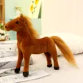 Brown plush toy horse standing figurine cute pony ornament home desktop decor cute toy - Dark Brown / 30 cm