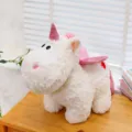 Simpatico unicorno di peluche variante con ali scintillanti rosa e corno morbido carino. - 35 cm / Unicorno Bianco