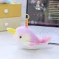 Cute gradient plush narwhal keychain with yellow horn and strap, soft cute bag pendant. - Narwhal / 13cm / Pink