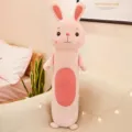 Pink rabbit plush toy, long cylindrical hugging pillow, cute soft doll for bedroom bed. - Rabbit / 55 cm