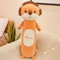 Cute long lion plush pillow, soft stuffed cylindrical bolster doll for sleeping and relaxing. - Lion / 55 cm