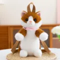 Cute brown white cat plush backpack adorable animal doll school bag for kids and girls daily use - 25cm / Brown