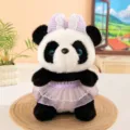 Simpatico peluche panda con vestito viola e fiocco, bambola di stoffa morbida per casa. - Panda con vestito a fiori - Viola