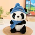 Simpatico peluche panda con cappello e sciarpa di maglia blu, morbida bambola animale per regali. - Panda con cappello e sciarpa - Blu