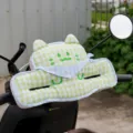 Green plaid cat baby anti-collision cushion for electric scooter handlebar safety protection. - Green Plaid