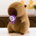Cute capybara plush toy with purple lollipop soft stuffed animal gift for kids and friends. - Purple Lollipop / 30 cm
