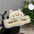 Yellow plaid cat anti-collision pad for electric scooter handlebar, cute baby safety guard. - Yellow Plaid