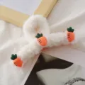 Plush white carrot hair claw clip detail, soft fluffy winter hair accessory for cute styles. - Carrot Plush Claw Clip / White