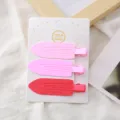 Ensemble de barrettes à cheveux en métal peint mat style Y2K, pinces bec de canard. - Lot de 3 barrettes pelles roses
